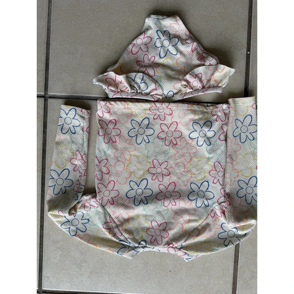 Old Navy Girls 4T 2-Piece Floral Long Sleeve Swim Shirt Bikini Set Ruffle